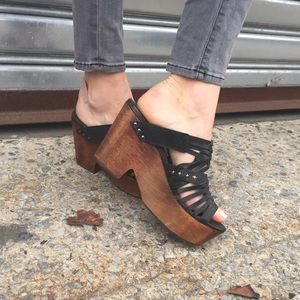 Rag & Bone leather wooden wedge sandal.