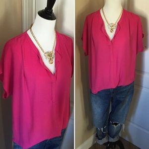 LUSH High Low Blouse with a deep V Neck