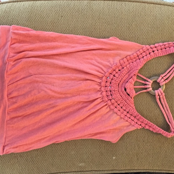 Coral colored bodycon shirt