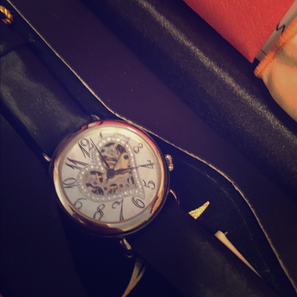 stuhrling black heart watch