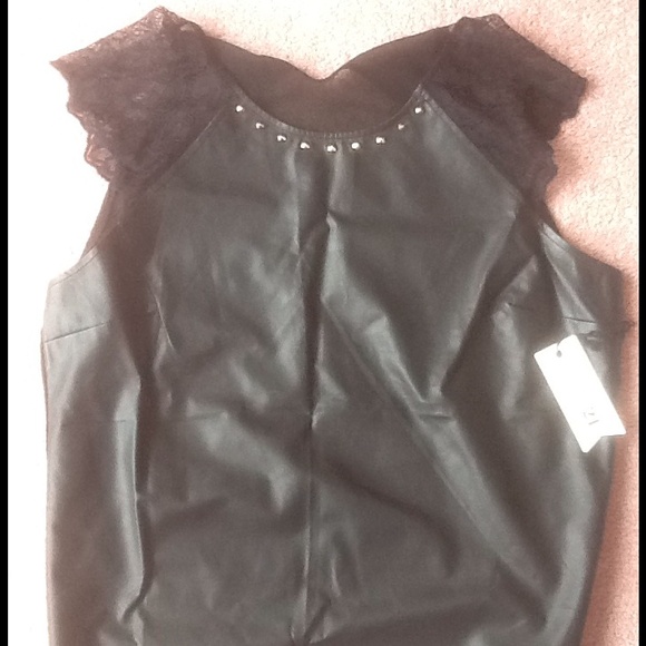 💀Faux leather and lace with gold studs💀