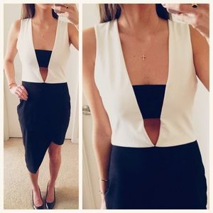 SALE! Colorblock Asymmetrical Hem Sheath Dress