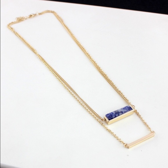 18kgp layered Blue or rose quartz necklace - Picture 3 of 4