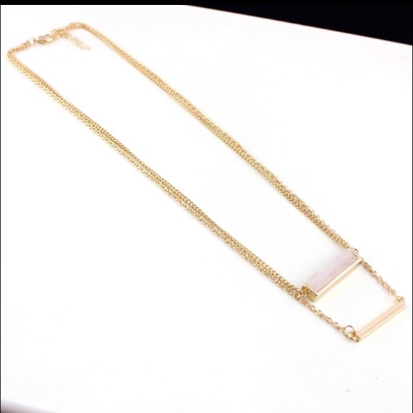 18kgp layered Blue or rose quartz necklace - Picture 2 of 4