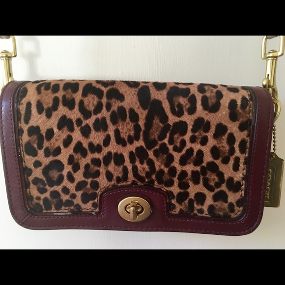 Coach Leopard Burgundy Crossover/Clutch