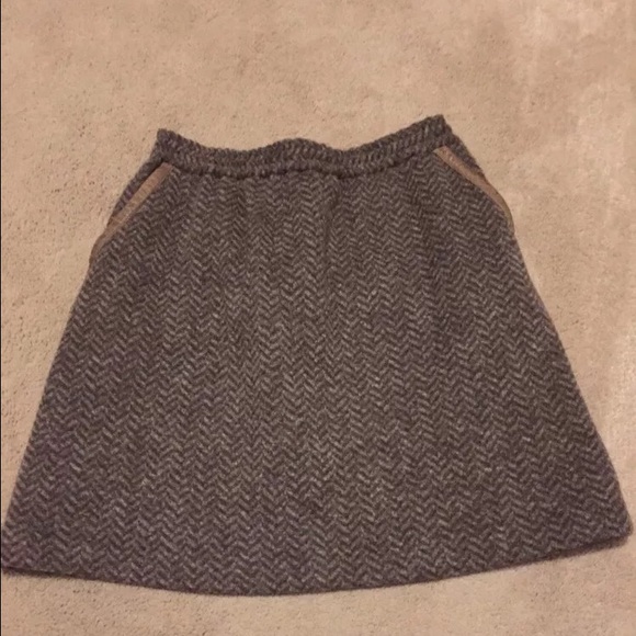 JCrew Leather Tipped Herringbone Bell Skirt Sz 4
