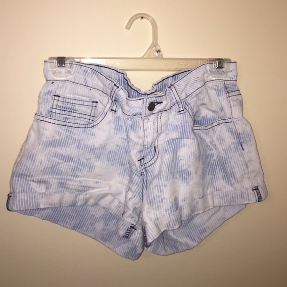 Forever21 cuffed faded striped denim shorts