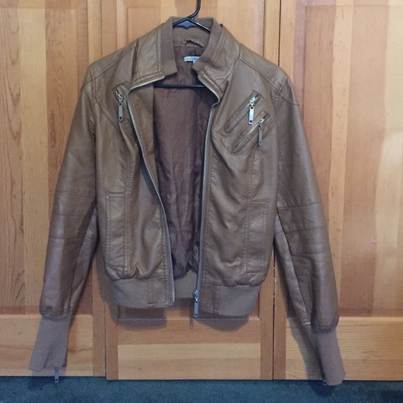 Brown faux leather jacket
