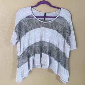 Grey lace oversized blouse