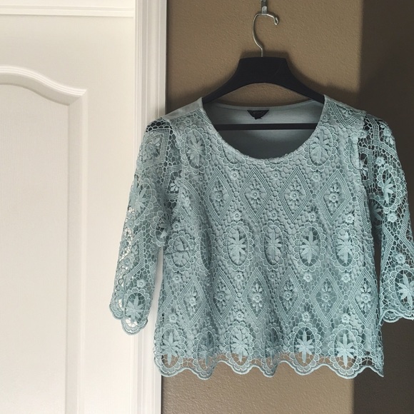 Topshop Lace Three-Quarter Top