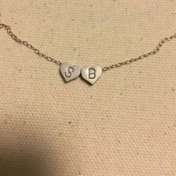 S and B hand stamped initial necklace