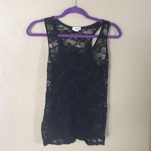 Sheer black lace tank