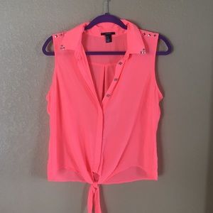 Bright coral studded tank