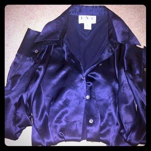 100% Silk Blue button down blouse