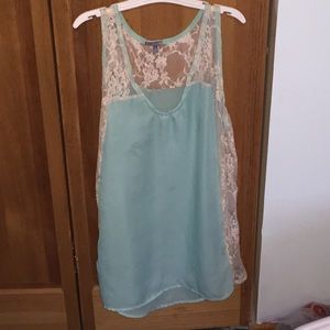 Turquoise lace tank