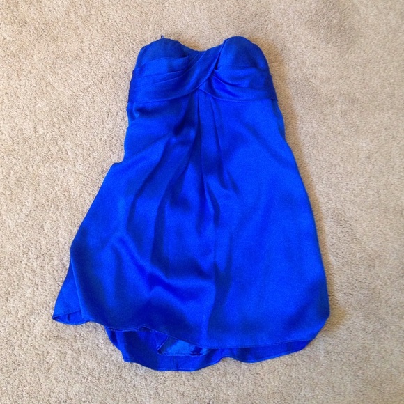 Cache strapless blue silk dress