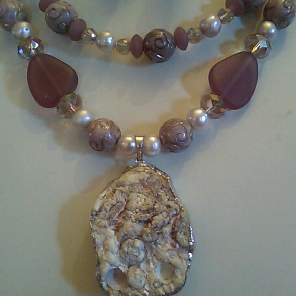 Handmade double strand necklace & earrings - Picture 2 of 4