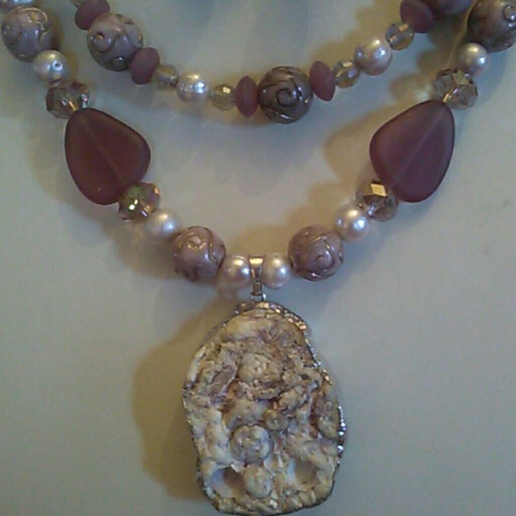 Handmade double strand necklace & earrings - Picture 4 of 4