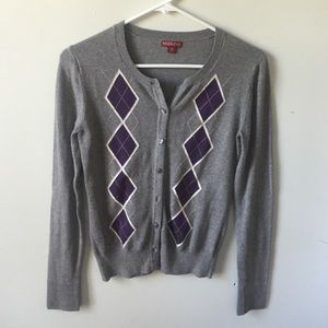 Grey and Purple Argyle Sweater