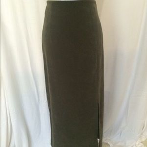 Olive Green Suede Column Skirt