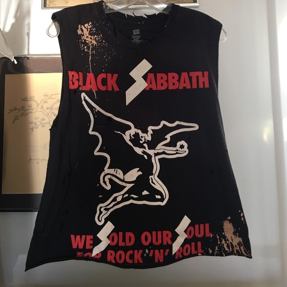 Distressed black sabbath band tee