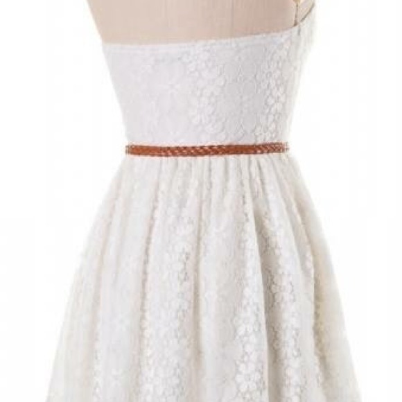Strapless summer lace sweetheart dress w/ belt - Picture 4 of 4