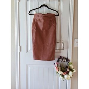 BNWOT Faux Leather Midi Skirt