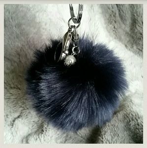 NEW Faux Fur Keychain W/ Silver Hardware & Pearl