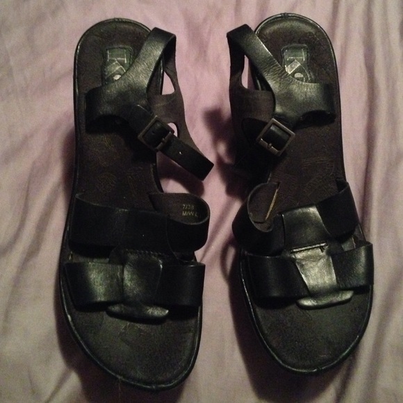 Black wedge sandals