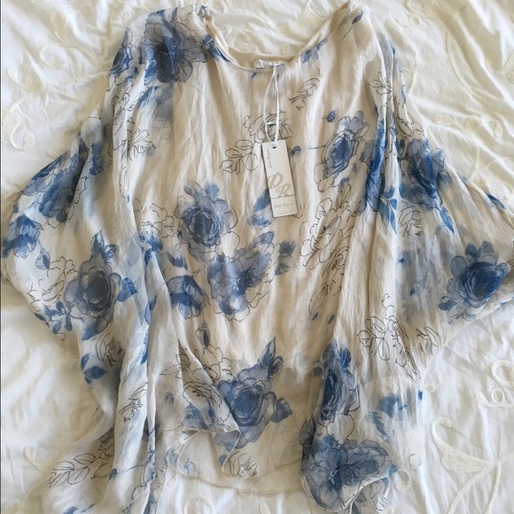 100% Silk Blouse with batwing sleeves
