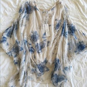 100% Silk Blouse with batwing sleeves