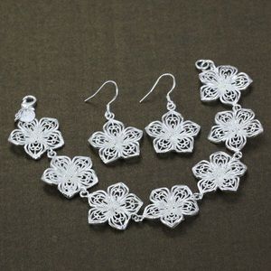 925 Sterling Silver Set Bracelet &Earrings