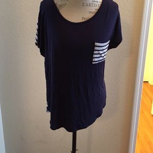 Navy blue and cream top