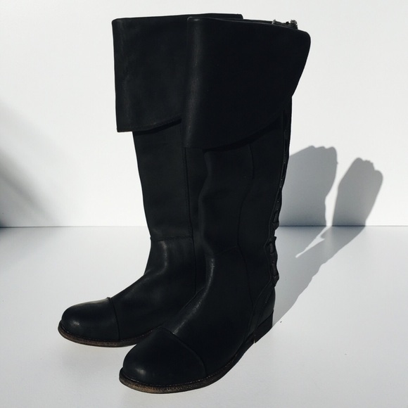 Jeffrey Campbell black calf high boots