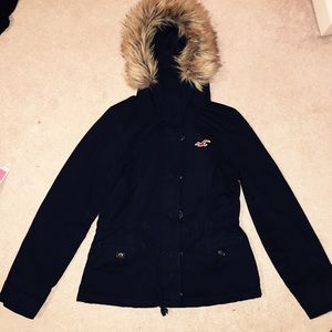 Fur hooded Hollister coat