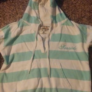 White and seafoam green Seaside sweater.