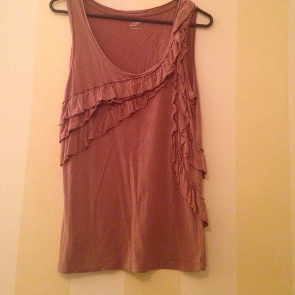 Loft Brown Ruffled Tank
