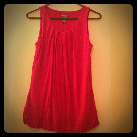 Ann Taylor Red Pleated Tank
