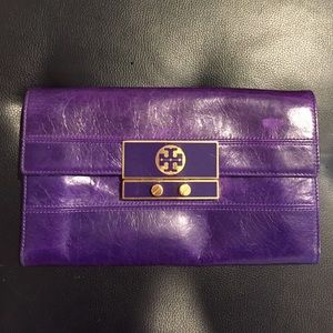 Tory butch purple accordion clutch