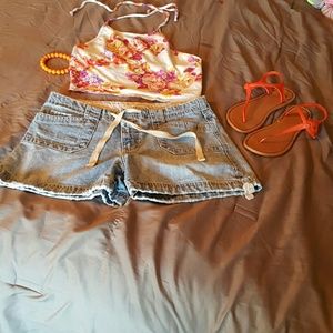 Bundle deal blue jean shorts halter top and shoes