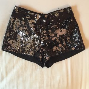Black sequin shorts