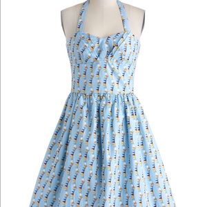 Blue dress with removable halter