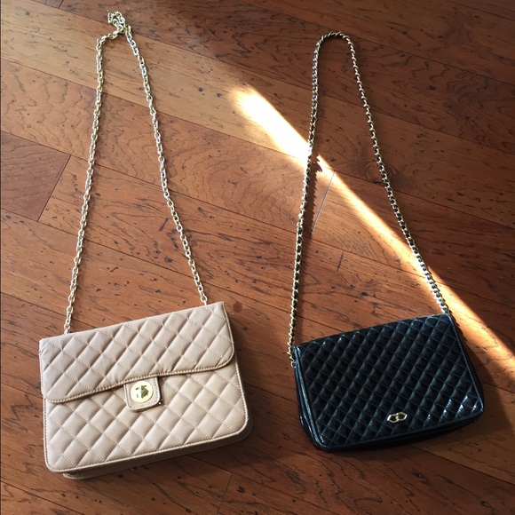 Nude and black purse