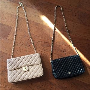 Nude and black purse