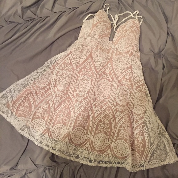 beige lace dress