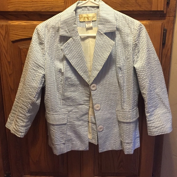 Blue and white striped blazer
