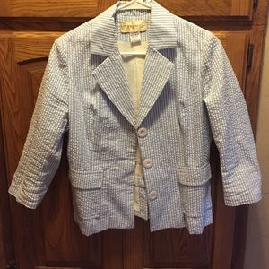 Blue and white striped blazer