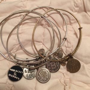5 Alex and Ani bracelets (4 silver 1 gold)