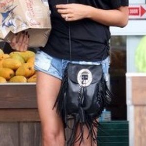 SOLD Saint Laurent Tassled Fringe Black Leather