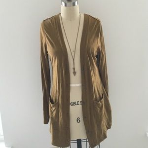 Long caramel colored cardigan